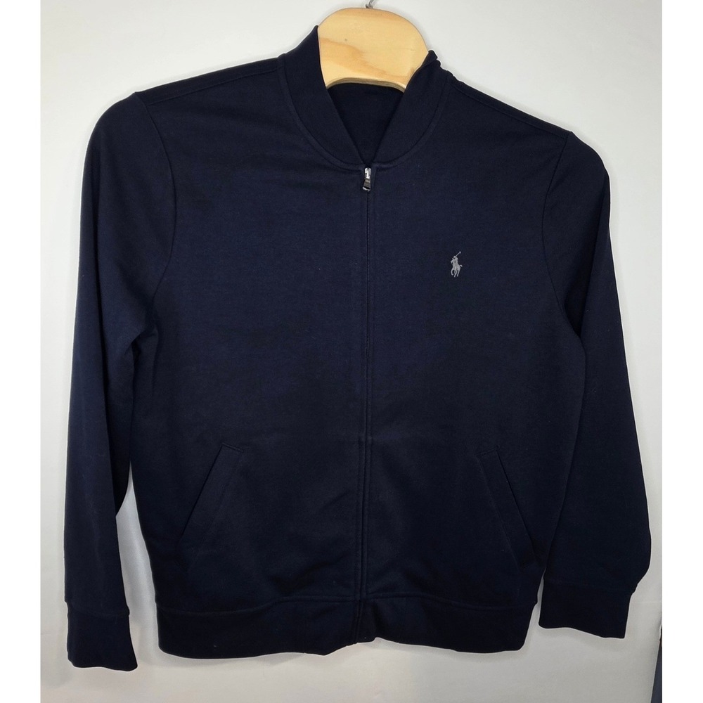 Polo Ralph Lauren Mens XL Navy Blue Full Zip Double Knit Track Jacket Bomber